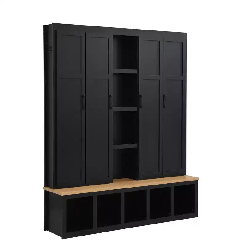 Porte-manteau d'entrée 4-en-1 avec banc de rangement et patères pour vestibule/vestiaire
