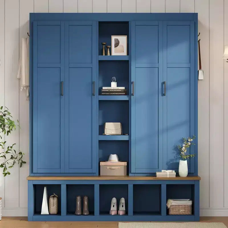 Porte-manteau d'entrée 4-en-1 avec banc de rangement et patères pour vestibule/vestiaire
