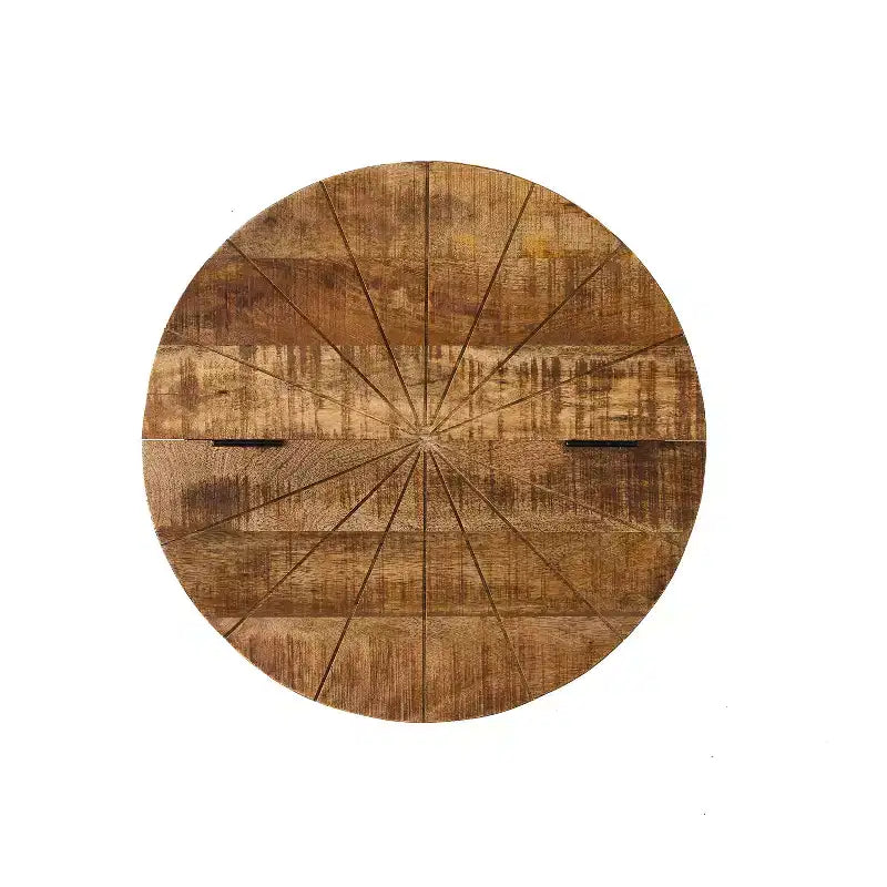 Table basse de rangement moderne en bois de manguier et fer forgé fabriquée à la main