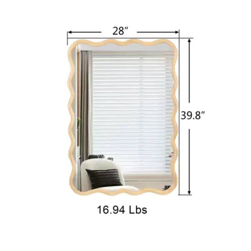 Miroir vague rectangulaire en bois massif 40 x 28 - Naturel - Bois