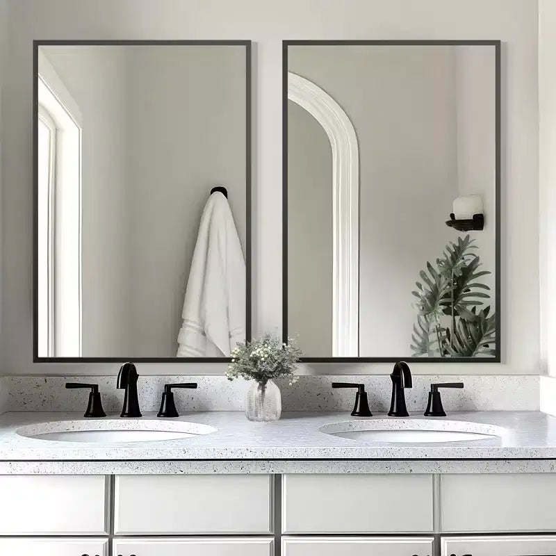 Miroir suspendu rectangulaire à double face avec cadre fin