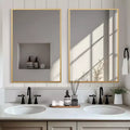 Miroir rectangulaire sophistiqué en aluminium doré de 91 cm avec cadre fin