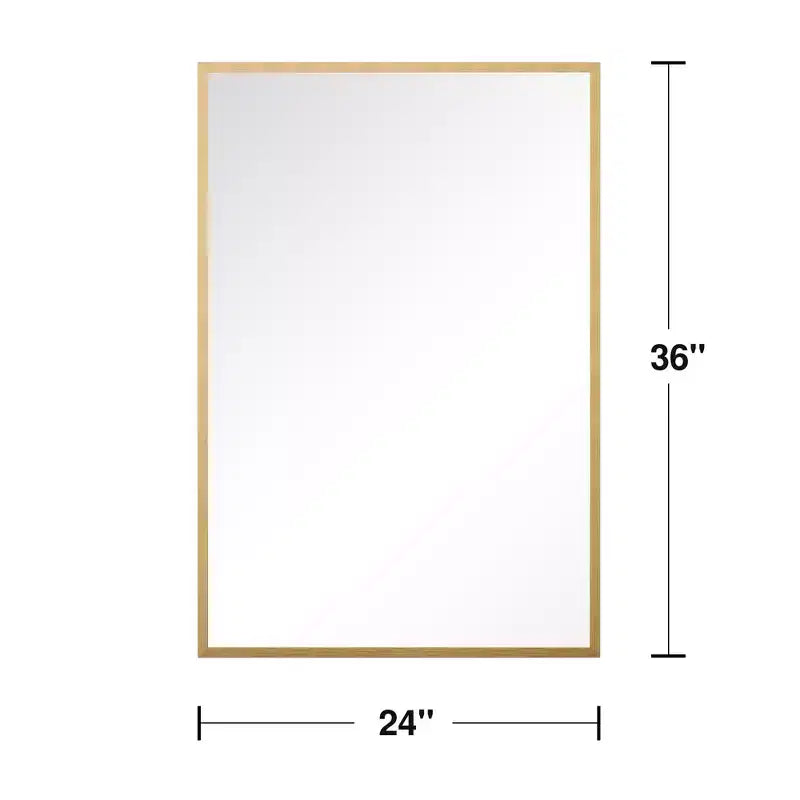 Miroir rectangulaire sophistiqué en aluminium doré de 91 cm avec cadre fin