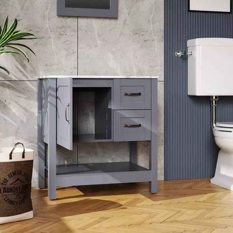 Meuble-lavabo de salle de bain gris de 76 cm