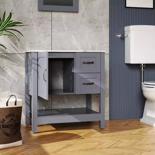 Meuble-lavabo de salle de bain gris de 76 cm