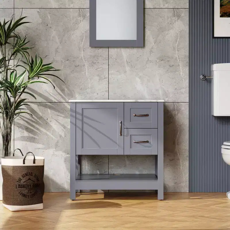 Meuble-lavabo de salle de bain gris de 76 cm