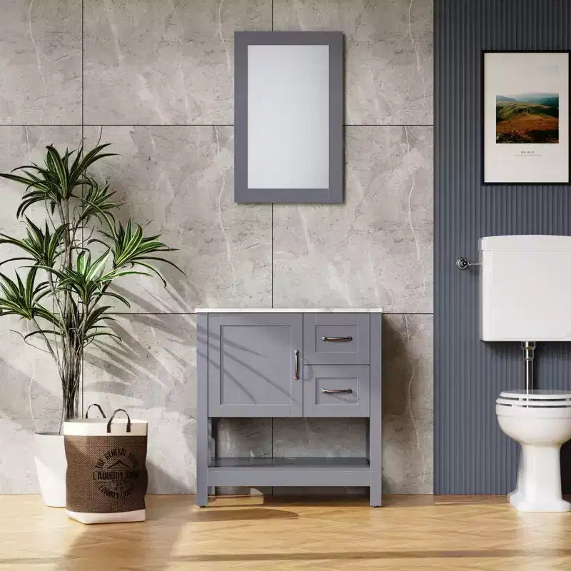 Meuble-lavabo de salle de bain gris de 76 cm