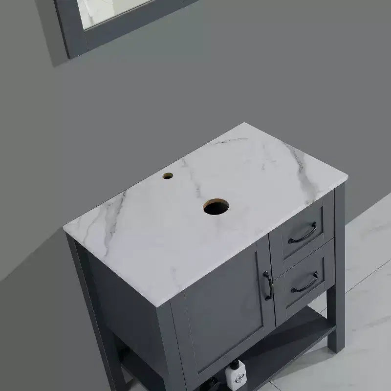 Meuble-lavabo de salle de bain gris de 76 cm