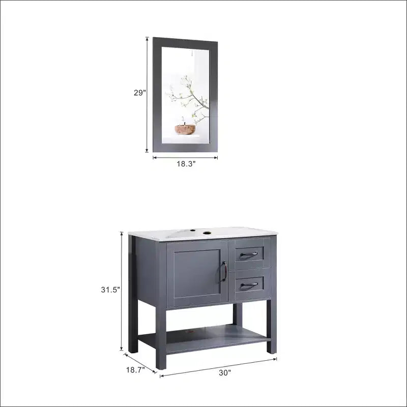 Meuble-lavabo de salle de bain gris de 76 cm