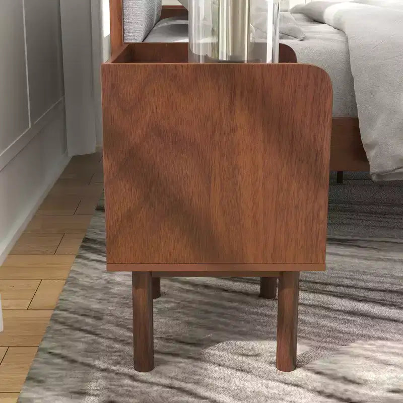 Table de chevet à double plateau, table d'appoint, finition noyer naturel