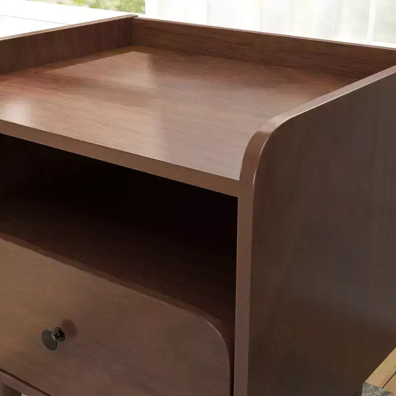 Table de chevet à double plateau, table d'appoint, finition noyer naturel