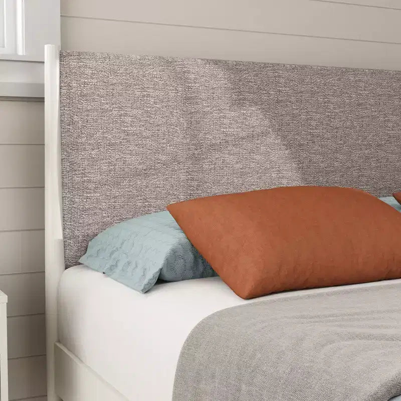 Ensemble de chambre 2 pièces, lit plateforme avec table de chevet, blanc crème