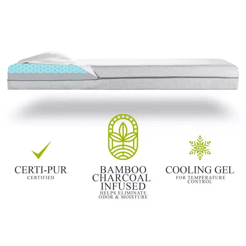 Matelas de berceau double face en mousse à mémoire de forme et charbon de bambou de qualité supérieure