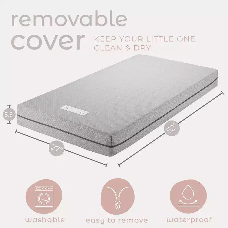 Matelas de berceau double face en mousse à mémoire de forme et charbon de bambou de qualité supérieure
