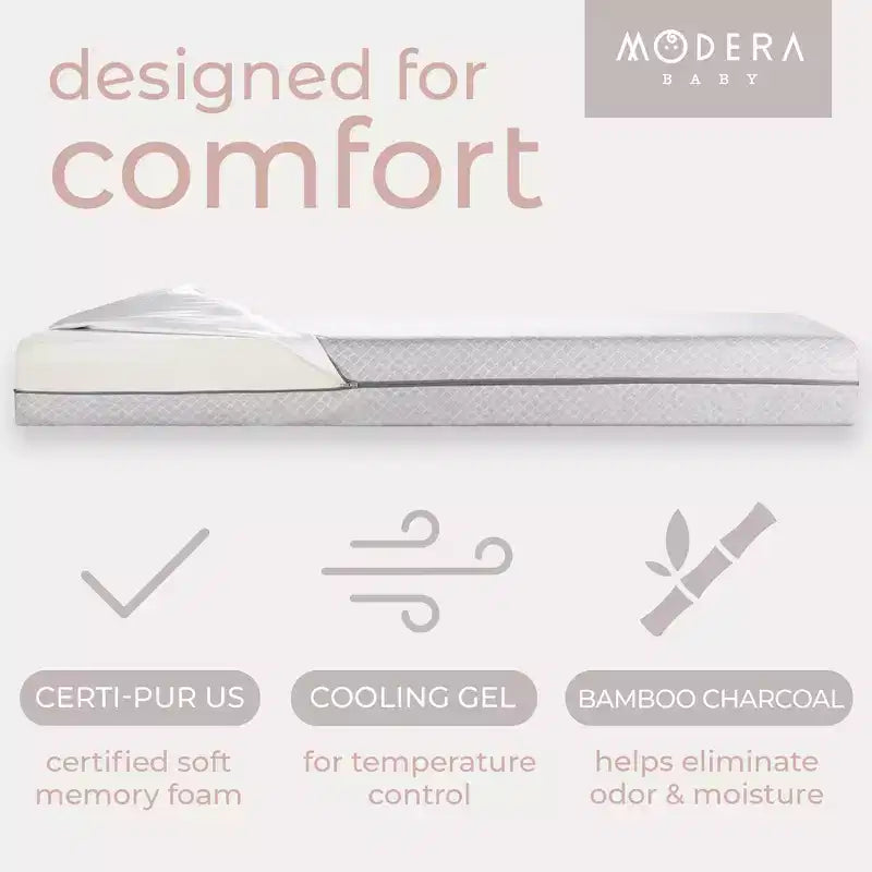 Matelas de berceau double face en mousse à mémoire de forme et charbon de bambou de qualité supérieure
