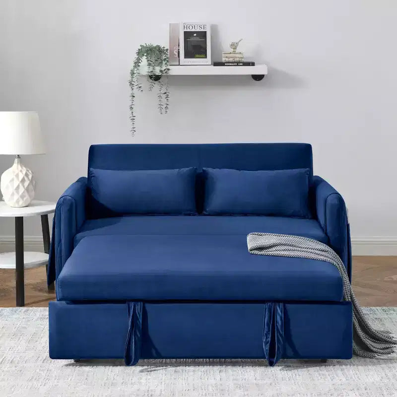 MAYEERTY Modern Convertible Sofa Bed with Arm Pockets & Adjustable Back