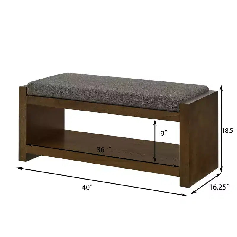 Banc d'appoint rembourré 40/47W avec coussin amovible et étagère à chaussures inférieure, lit moderne