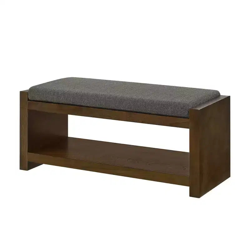 Banc d'appoint rembourré 40/47W avec coussin amovible et étagère à chaussures inférieure, lit moderne