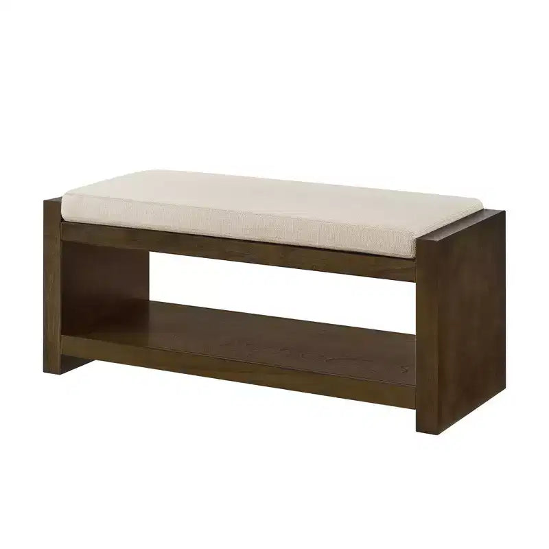 Banc d'appoint rembourré 40/47W avec coussin amovible et étagère à chaussures inférieure, lit moderne