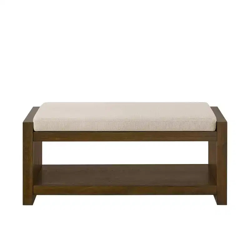 Banc d'appoint rembourré 40/47W avec coussin amovible et étagère à chaussures inférieure, lit moderne