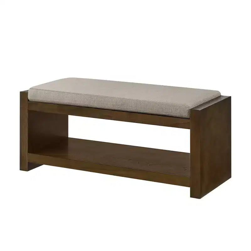 Banc d'appoint rembourré 40/47W avec coussin amovible et étagère à chaussures inférieure, lit moderne