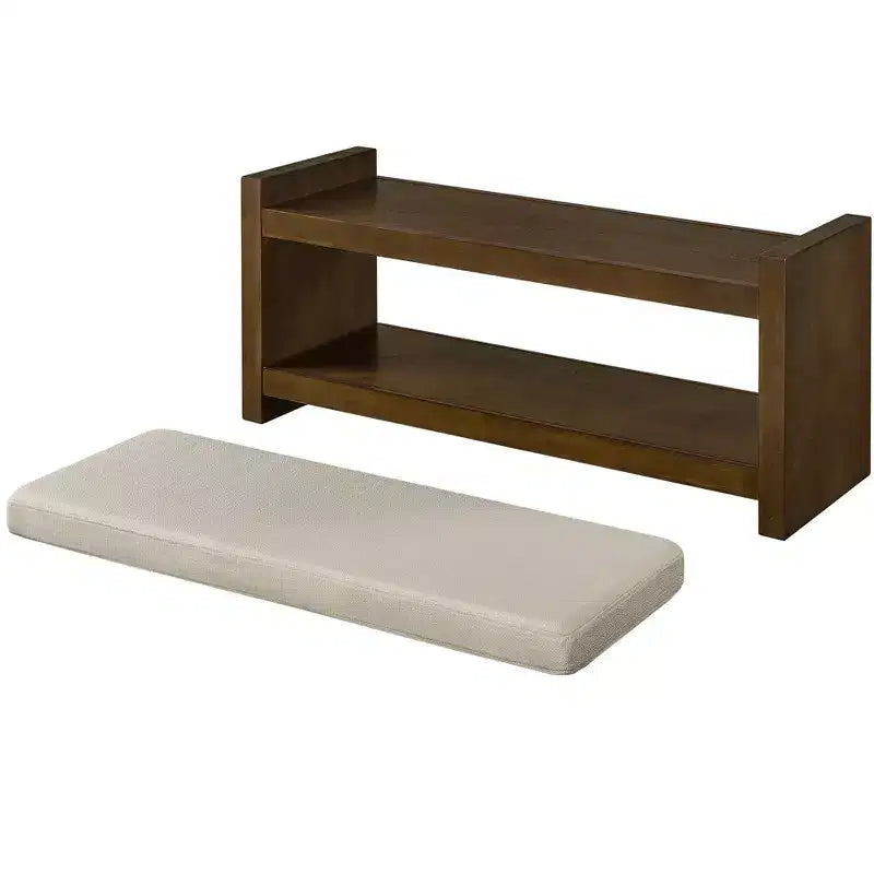 Banc d'appoint rembourré 40/47W avec coussin amovible et étagère à chaussures inférieure, lit moderne
