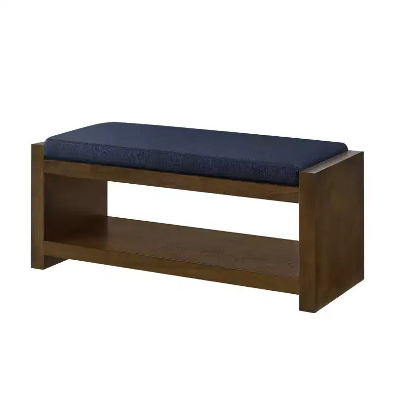 Banc d'appoint rembourré 40/47W avec coussin amovible et étagère à chaussures inférieure, lit moderne