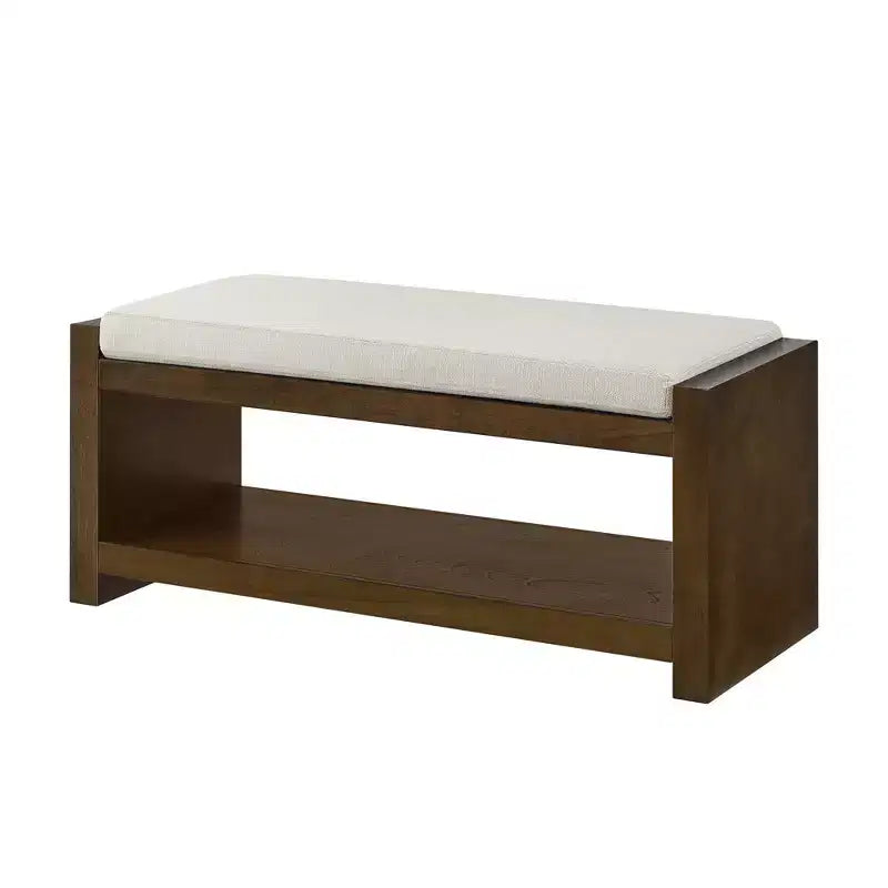 Banc d'appoint rembourré 40/47W avec coussin amovible et étagère à chaussures inférieure, lit moderne