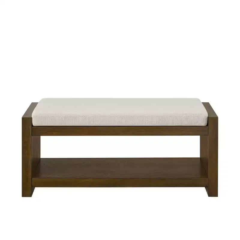 Banc d'appoint rembourré 40/47W avec coussin amovible et étagère à chaussures inférieure, lit moderne