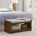 40/47W Upholstered Accent Bench with Removable Cushion and Lower Shoe Rack, Modern Bed End Storage Bench for Living Room - ModernLuxe