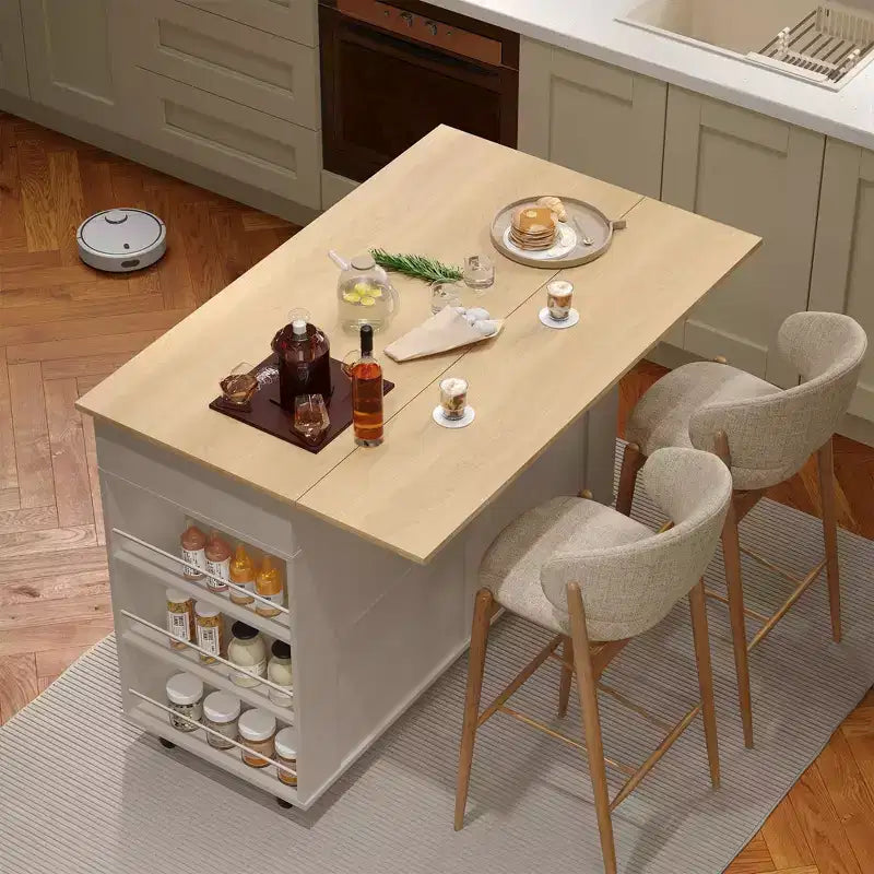 Desserte de cuisine roulante avec abattant, meuble de rangement de cuisine sur roulettes avec tiroir