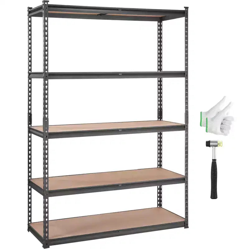 VEVOR Storage Shelving Unit, 5-Tier Adjustable, 2000 lbs Capacity, Heavy Duty Garage Shelves Metal Organizer Utility Rack, Black, 18D x 48W x 72H
