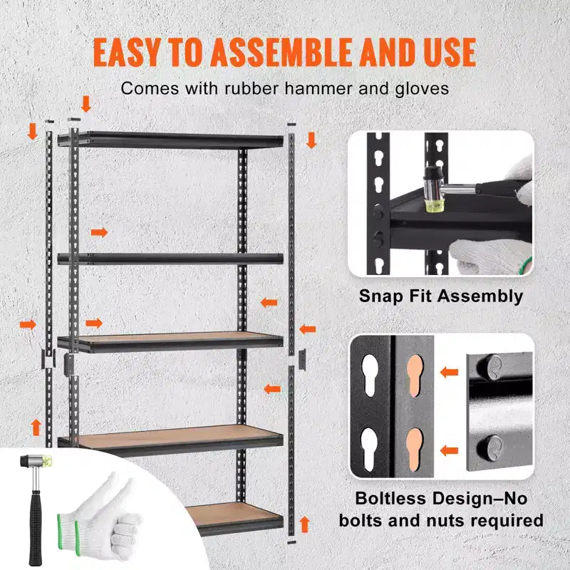 Étagère de rangement, 5 niveaux ajustables, capacité de 2000 lb, usage intensif pour garage