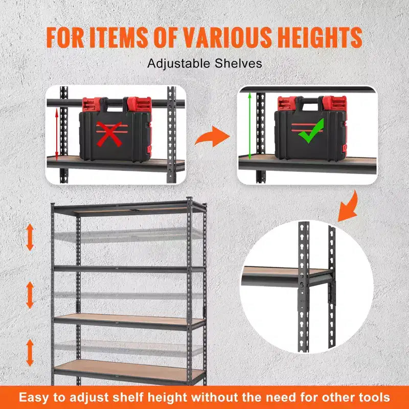 Étagère de rangement, 5 niveaux ajustables, capacité de 2000 lb, usage intensif pour garage