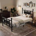Vintage Circular Metal Platform Bed Frame with Headboard, Rock-Solid Steel Support, Under-Bed Storage, Easy 30-Min Assembly
