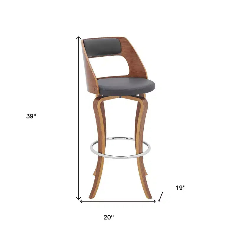 Chaise de bar pivotante en similicuir gris et marron à hauteur de bar