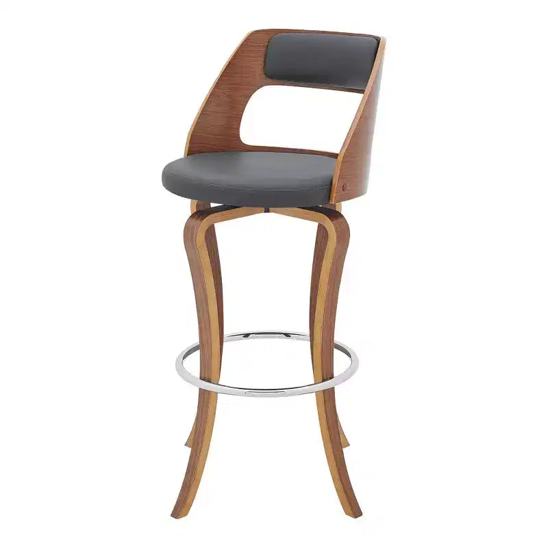 Chaise de bar pivotante en similicuir gris et marron à hauteur de bar