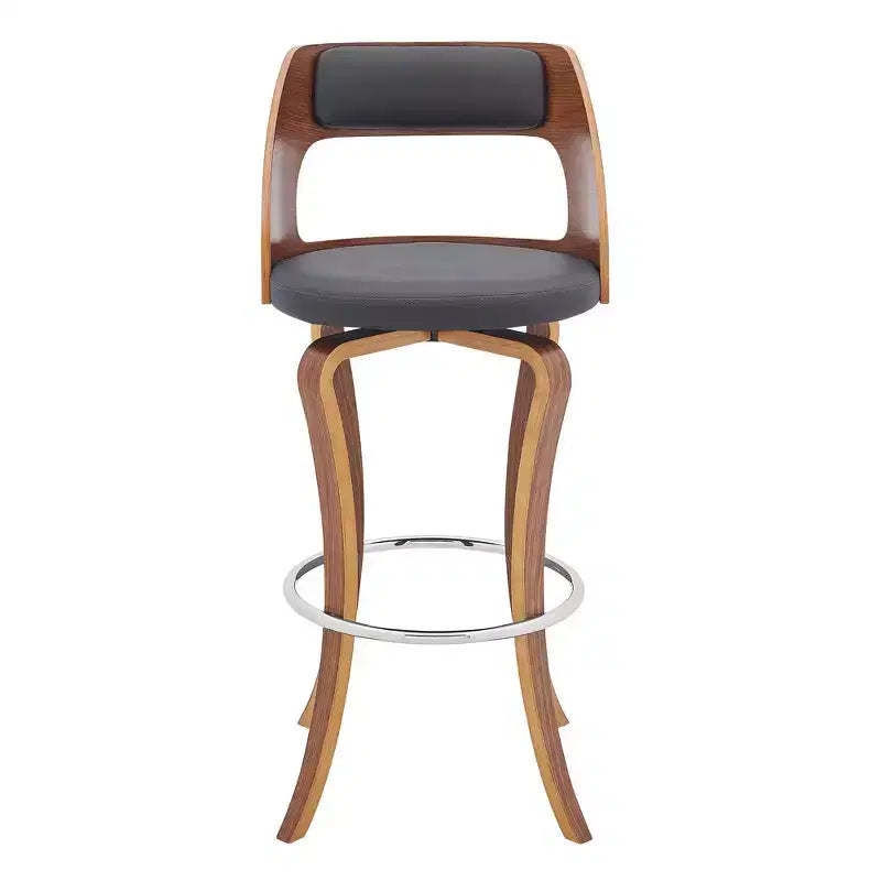 Chaise de bar pivotante en similicuir gris et marron à hauteur de bar