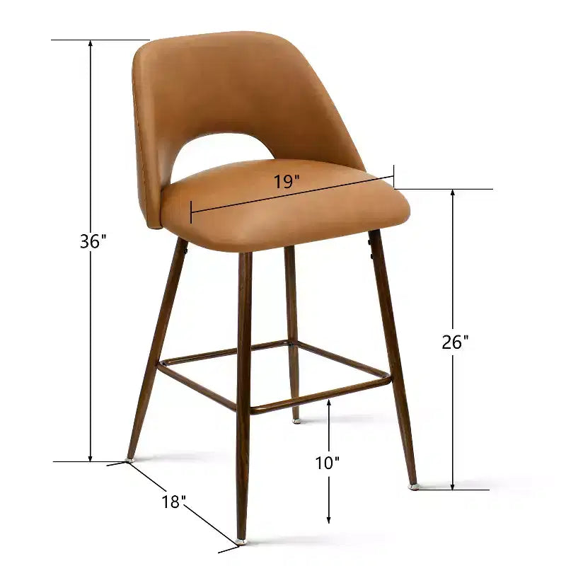 Lot de 2 tabourets de bar mi-hauteur en similicuir style Mid-Century