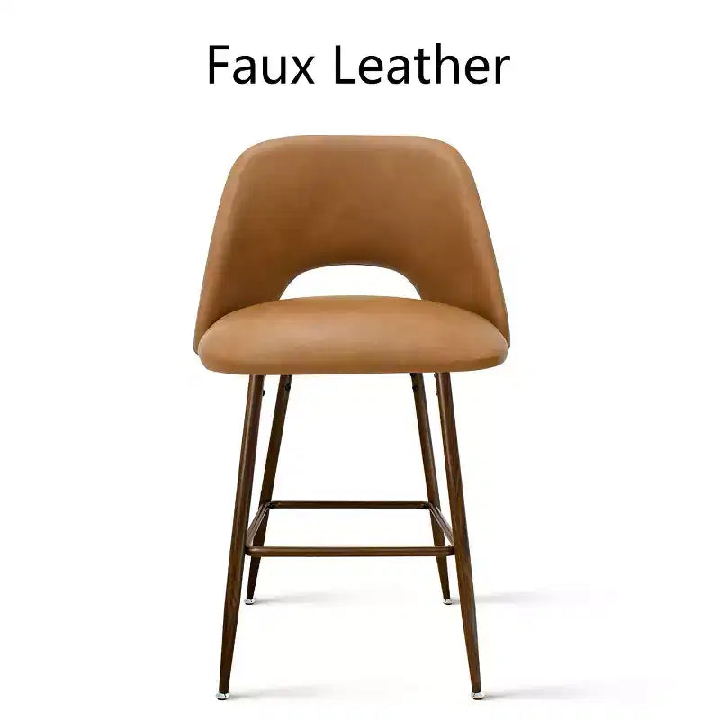 Lot de 2 tabourets de bar mi-hauteur en similicuir style Mid-Century