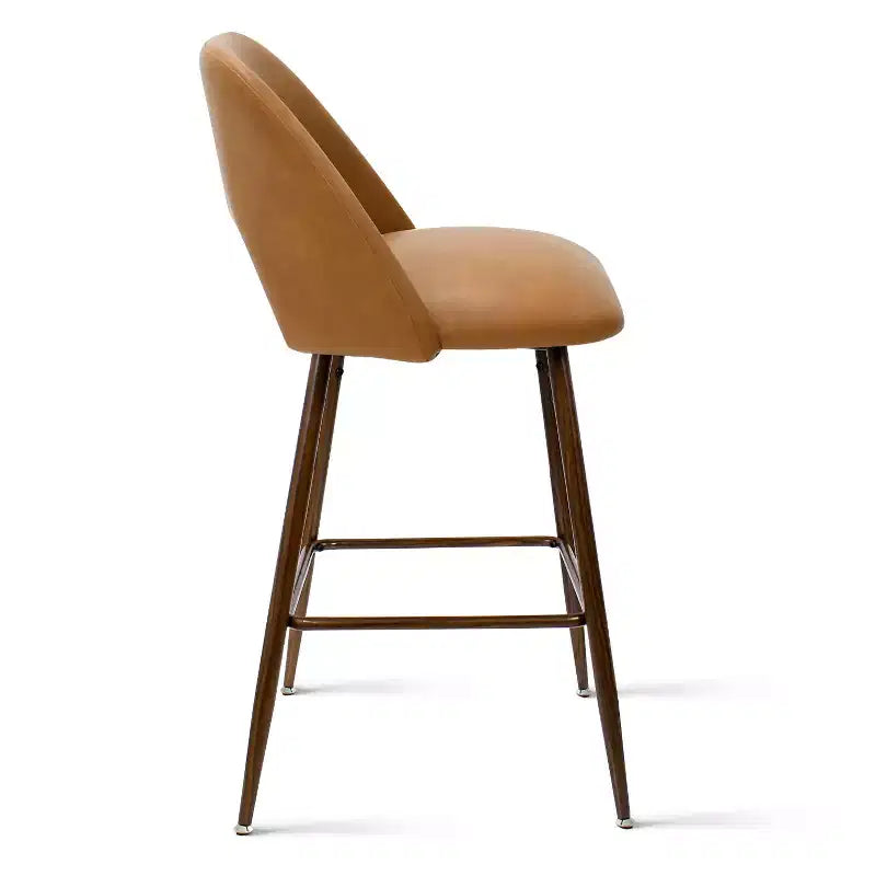 Lot de 2 tabourets de bar mi-hauteur en similicuir style Mid-Century