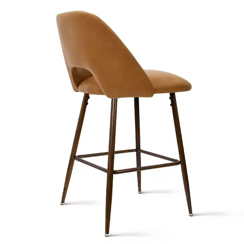 Lot de 2 tabourets de bar mi-hauteur en similicuir style Mid-Century