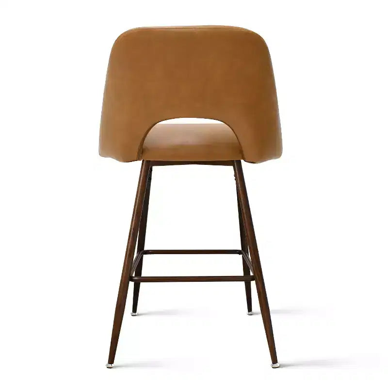 Lot de 2 tabourets de bar mi-hauteur en similicuir style Mid-Century