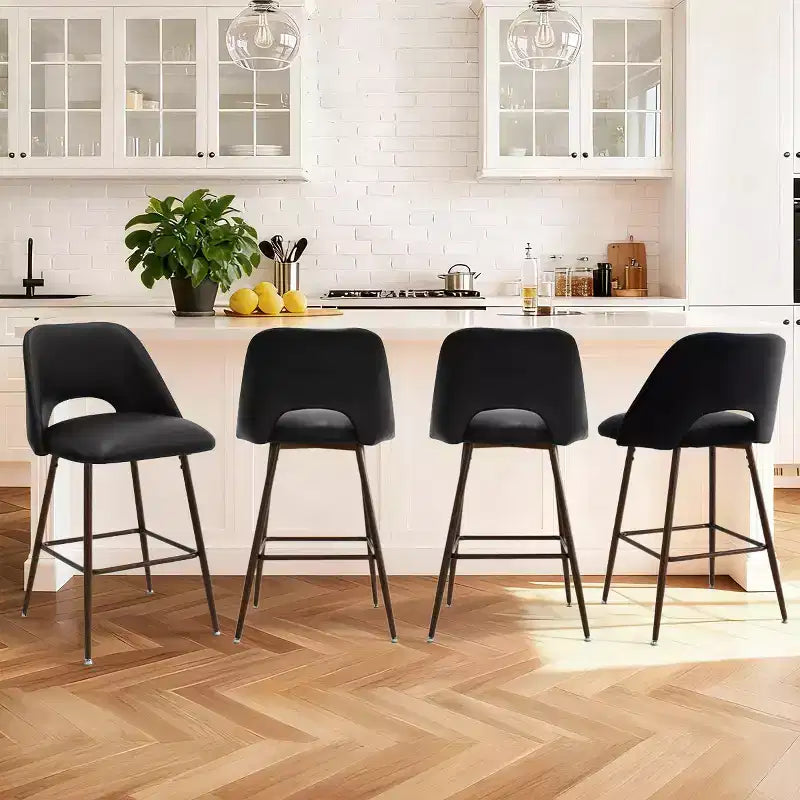 Lot de 2 tabourets de bar mi-hauteur en similicuir style Mid-Century