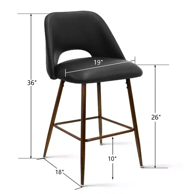 Lot de 2 tabourets de bar mi-hauteur en similicuir style Mid-Century