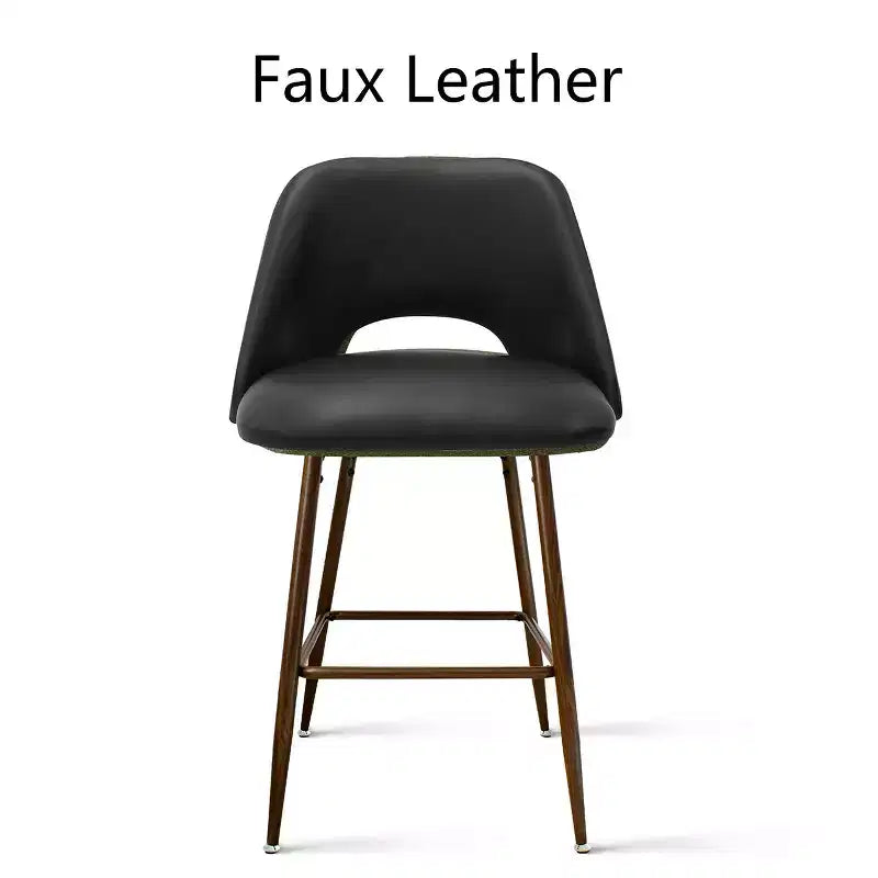 Lot de 2 tabourets de bar mi-hauteur en similicuir style Mid-Century