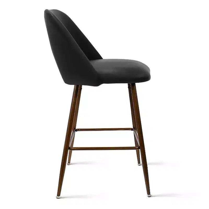 Lot de 2 tabourets de bar mi-hauteur en similicuir style Mid-Century