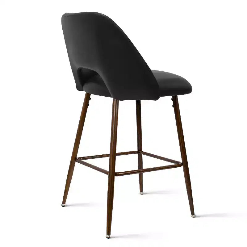 Lot de 2 tabourets de bar mi-hauteur en similicuir style Mid-Century