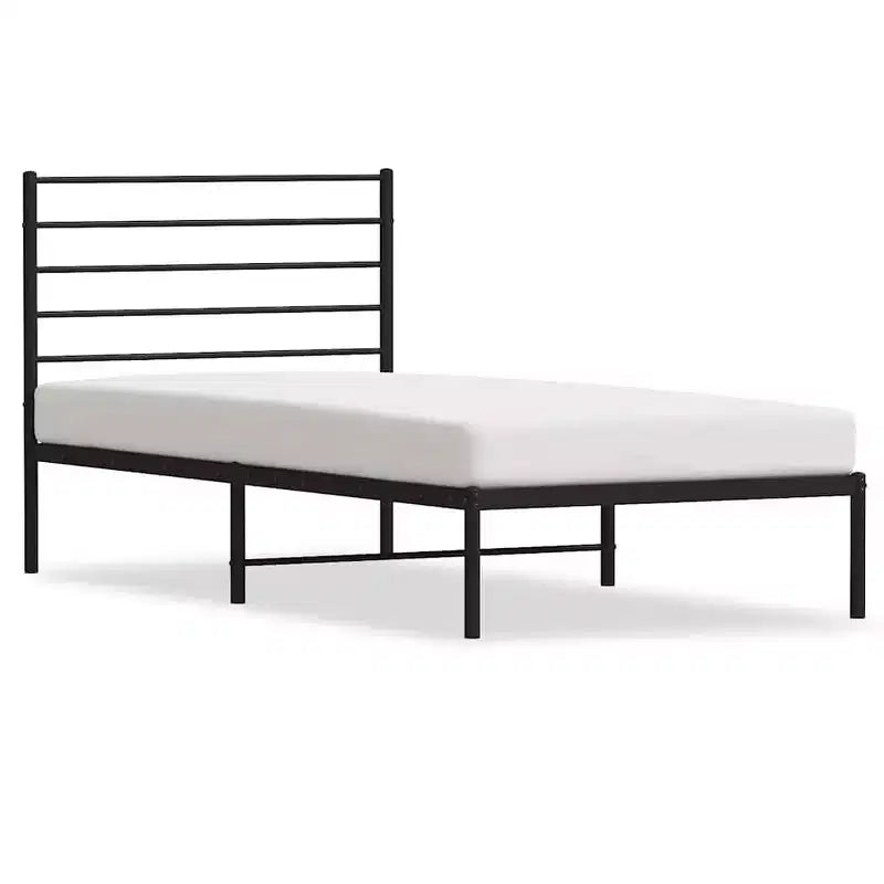 vidaXL Metal Bed Frame with Headboard & Slats, No Mattress, Easy Assembly