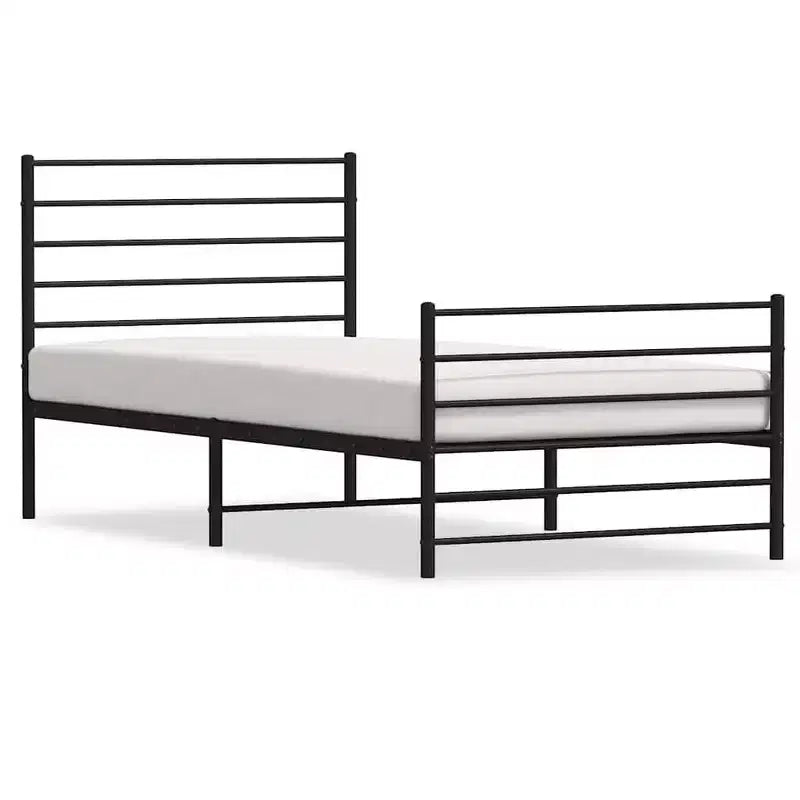 Cadre de lit en métal avec tête de lit et lattes, sans matelas